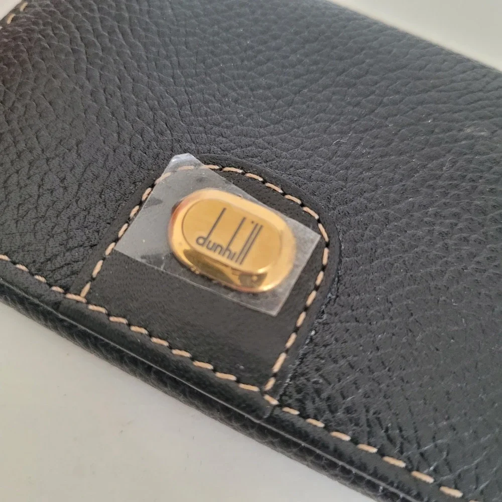 Dunhill Black Pebbled Leather 6 Hook Key Case Gold Tone Hardware Wallet